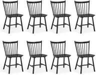 LUE BONA Upgraded Dining Chairs Set of 8, Farmhouse Wooden Spindle Back Kitchen Chairs, Windsor Dining Chairs for Kitchen and Dining Room, Black