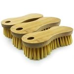 Wooden Bamboo Scrubbing Brush – Bamboo Floor Scrubbing Brush Easy Grip Scrubbing Brush Heavy Duty to use as Floor Brush, Carpet Brush, Bathroom Cleaning Brush etc - Pack of 3