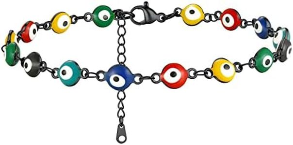Supcare Tobillera de Acero Inoxidable para Mujer Pulsera para el Tobillo con Ojo Turco Colorida