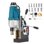 ZELCAN Magnetic Drill Press, Portable Electric Mag Drill, 1100W 40mm Boring Dia 12000N Force Electromagnetic Grip, Industrial Cutting Drilling Machine (Model 40H + 11 Drill Bits)