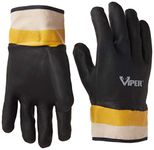 Galeton 7110 Viper Double Coated PVC Gloves, Safety Cuff, Large,Black (Pack of 12)