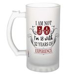 FirseBUY 50th Birthday Gifts for Men Women - I'm Not 50 I'm 18 with 32 Years of Experience Beer Mug - Present Ideas for Wife, Husband, Sister, Brother, Friends, Coworkers - Large Glass Mug 16 Ounce