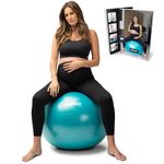 BABYGO® Birthing Ball For Pregnancy Maternity Labour & Yoga + Our 100 Page Pregnancy Book, Exercise, Birth & Recovery Plan, Anti-Burst Eco Friendly Material (Turquoise, 65cm - Standard)