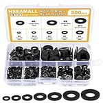 HSEAMALL 500PCS Black Nylon Washers,M2 M2.5 M3 M4 M5 M6 M8 M10 Assorted Flat washers,Insulating Round Seal Spacer Tap Sealing Gasket