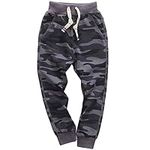 KISBINI Boy's Cotton Camouflage Sweatpants Sports Pants for Children Iron Grey 4T