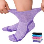 ZFSOCK Diabetic Socks Bamboo for Women: Extra Wide Soft Top Ankle Socks for Swollen Feet Seamless Toe Hospital with Soft Grips Non-Elastic Loose Fitting Edema Sock 6-8 Mix 5 Pairs
