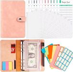 Budget Binder A6, 34Pcs PU Leather Binder with Cash Envelopes, Budget Sheets and Label Stickers, Cash Stuffing Wallet for Budget Planner, Money Saving