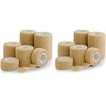 Self Adherent Cohesive Tape - (Pack of 12)1” 2" 3" x 5 Yards, (Light Tan) Self Adhesive Bandage Rolls & Sports Athletic Wrap for Ankle, Wrist, Sprains