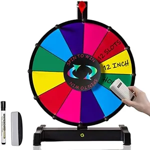 Hooomyai 12" Tabletop Spinning Prize Wheel 12 Slots Heavy Duty Editable Spinning Wheel with Dry Erase Markers & Eraser for Fortune Spin Game Tradeshow Carnival