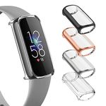 Screen Protector Compatible with Fitbit Luxe, Soft TPU All-Around Cover Anti-Scratch Protective Cases Bumper for Luxe (Black +Silver +Rose gold +Clear)