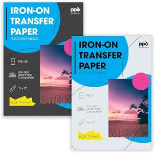 PPD Inkjet Iron-On Bundle of T Shirt Transfer Paper 11x17" Light x 20 Sheets + Dark x 20 Sheets