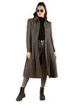 CHKOKKO Wool Winter Wear Single Breasted Long Coat for Women Brown X-Large