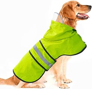 Dog Raincoat Waterproof Reflective Slicker - Lightweight Breathable Hooded Poncho Rain Coat Jacket with Adjustable Belly Strap and Leash Hole for Small Medium Large Dogs (X-Large, Green)