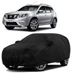 Sulfar 100% Water Resistant Car Body Cover Compatible with Mirror for Nissan Terrano (Triple Stitched, Full Bottom Elastic, Black)