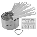 Measuring Cups Set, Stainless Steel Measuring Cups, Smithcraft 18/8 Stainless Steel Measuring Cups Set of 8pcs : 6 Measuring Cups+1 Measure Equivalents+1 Locking Ring