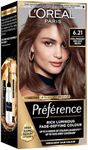L'Oreal Paris Preference Hair Dye, Luminous Permanent Rich Hair Colour, Long Lasting Brilliance, Achieve Radiant, Salon-Inspired Results, Shade: 6.21, Zurich