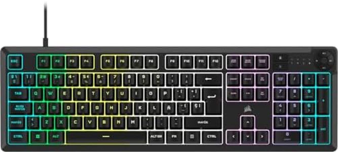 Corsair K55 Core RGB Teclado de Membrana con Cable para Juegos – Interruptores Silenciosos y Sensibles – Resistente a Salpicaduras – RGB de Diez Zonas – iCUE Compatible – QWERTY ES – PC, Mac –Negro