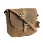 J. Wilson London - Designer 100% Pure Genuine Real Distressed Vintage Hunter Leather Handmade Unisex Crossover Shoulder Messenger Briefcase Bag (Distressed Brown)