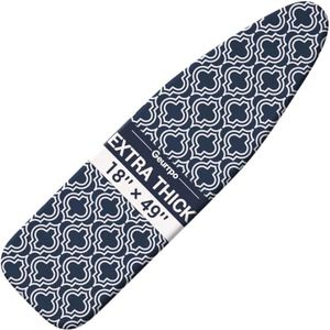 Geurrpo Ironing Board Cover and Pads Fit Standard Size 18x49 Inch Iron Boards Wide Thick Cotton Padded Heavy Duty Scorch and Heat Resistant Elastic Edge Hook and Loop Fasteners for Home Laundry