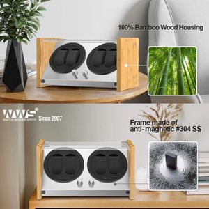 Watch Winder Smith 4-Slot Bamboo Watch Winder – Automatic Display Case
