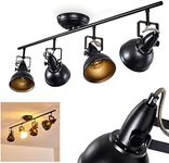 Ceiling lamp Tina, Metal Ceiling lamp in Black/Gold, 4-Flame, with Adjustable spotlights, 4 x E14 Socket, Retro/Vintage Design spot, Without Bulbs