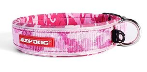 EzyDog Neo Waterproof Dog Collar - Reflective Trim for Nighttime Safety - Adjustable Neoprene Collar with Padding for Superior Comfort - Quick Release Buckle and Built-in ID Clip (Large, Pink Camo)