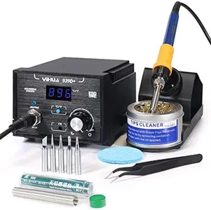 YIHUA 939D+ Digital Soldering Station, 75W Equivalent with Precision Heat Control (392°F to 896°F) and Built-in Transformer. ESD Safe, Lead Free with °C/°F display (Black)