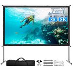 Projector Screen and Stand,JWSIT 80 inch Outdoor Movie Screen-Upgraded 3 Layers PVC 16:9 Outdoor Projector Screen,Portable Video Projection Screen with Carrying Bag for Home Theater Backyard