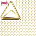 100 Pcs Place Card Holder, Triangle Shape Table Number Holder, Wedding Table Mini Name Card Holder, Seating Labels Placecard Clips Stand, Photo Picture Holder for Wedding Party Baby Shower (Gold)