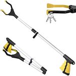 GIOD Grabber Reacher Tool,32" Grip Tool, Foldable Retriever Clip, 360° Swivel Anti-Slip Claw with Magnetic Tip, Trash Picker Reaching Aid, Great for Elderly or People with Low Mobility (Yellow)