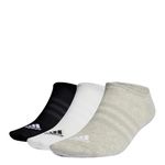 adidas Unisex Thin and Light 3 Pairs No Show Socks, Medium Grey Heather/White/Black, L