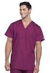 Cherokee Men - Man Scrub Top Originals - Medical Clothing - With 3 Pockets - V-Neck - WWE4876 - Wine - XL