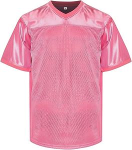 RE-HUO Blank Football Jersey Mesh Practice Athletic T-Shirt Plain Hip Hop Sports Jersey(3XL, Pink)