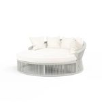 BRISHI Outdoor Patio Round Daybed/Sunbed/Swimming Pool Side/Sun Lounger/Garden/Terrace/Balcony/Braid & Rope Daybed. (Light Grey/Cream)