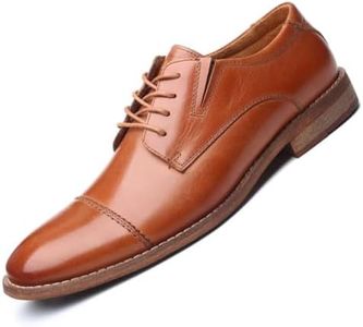Mens Dress Shoes, Lace Up Plain Toe Leather Oxford Brown 10.5