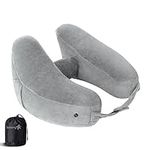 Sunany Inflatable Neck Pillow for Airplane Travel with Hoodie, Support for Long Haul Flights Sleeping Napping