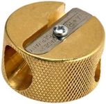 Mobius & Ruppert Solid Brass Pencil Sharpener Circular Round Double Heavy Duty Sharpener 5112 (Dual Size Barrel)