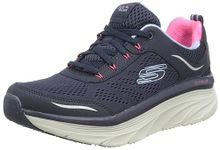 Skechers Womens D'Lux Walker-Infinit Walking Shoes Vegan Air-Cooled Memory Foam Cushioned Comfort Insole Navy/Coral - 4 UK (149023)
