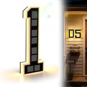 Solar-Powered Outdoor House Number Light, 2026 New 6.7 Inch Solar Lighted House Numbers for Outside Lighting, Personalized Backlit Number for Home Exterior Apartments Hotels Factories (1)