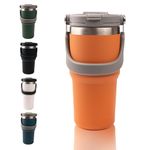 Birch & Co. Stainless Steel Tumbler - Coffee With Lid Insulated Travel Mug Bottle For Hot And Cold Drinks, Leak Proof, Functional Design, Portable, Durable, Double Wall, Bpa-Free, Orange, 600 Ml