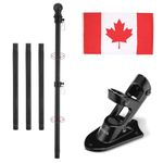 Yeesun Flag Pole,6FT Canada Flagpole with Mounting Bracket and 3’ x 5’ Canada Flag for House Porch & Outdoor Use,360° Tangle Resistant Technology and Wall Mount Flag Pole Kit (Black)