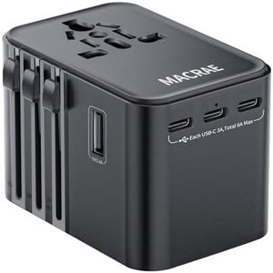 MACRAE Universal Travel Adapter with 3 USB C Ports