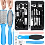 Manicure & Pedicure Kits - 23 in 1 Professional Pedicure Tools Stainless Steel Foot Care and Nail Tools Set, Foot File Foot Rasp Dead Skin Callus Remover Kit for Women Men Home Foot Care, Blue