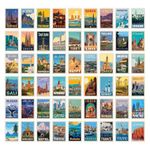 Paper 54Pcs Vintage Countries Posters,Home Decor Items For Living Room,Aesthetic Wall Stickers For Bedroom&Kitchen,Gifts For Men&Women,4X6 Inches Size Collage Art Kit(Vintage Travel Wall Collage Kit)