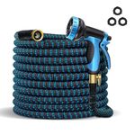 GUKOK 50 FT Expandable Garden Hose, Water Hose with 10-Function High-Pressure Spray Nozzle, Heavy Duty Flexible Hose, 3/4" Solid Brass Fitting