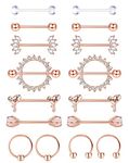 Adramata 8Pairs 14G Nipple Rings for Women Men Stainless Steel Horseshoe Plastic Cute Nipple Rings Large Sexy Nipple Rings Set Tongue Nipple Barbells Nipple Piercing Jewelry