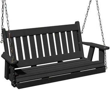 Mission Poly Lumber Wood 5FT Porch Swing Amish Craftsmandship Made in USA HDPE with No Wood fibers 1000 lbs Limit. Stainless Steel Hardware.Signature Design for Patio Outdoor Backyard Garden Park