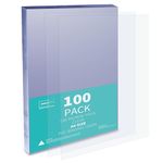 Binditek 100 Pack 150 Micron A4 Binding Covers, PVC Clear Binding Covers, Square Corners, Un-Punched, Office and School Supplies