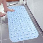 Bathroom Mat - Soft PVC Non Slip Shower Mat Non Slip Anti Mould Strong Grip with Suction Cups & Drain Holes - Antibacterial Easy Drying Mat (38 x 70 cm, Blue)