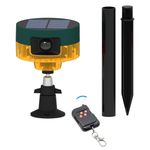 Solar Outdoor Motion Sensor Alarm-Dog Barking, Barking Dog Alarm 13 Sounds, Motion Detector Support Recording for Home